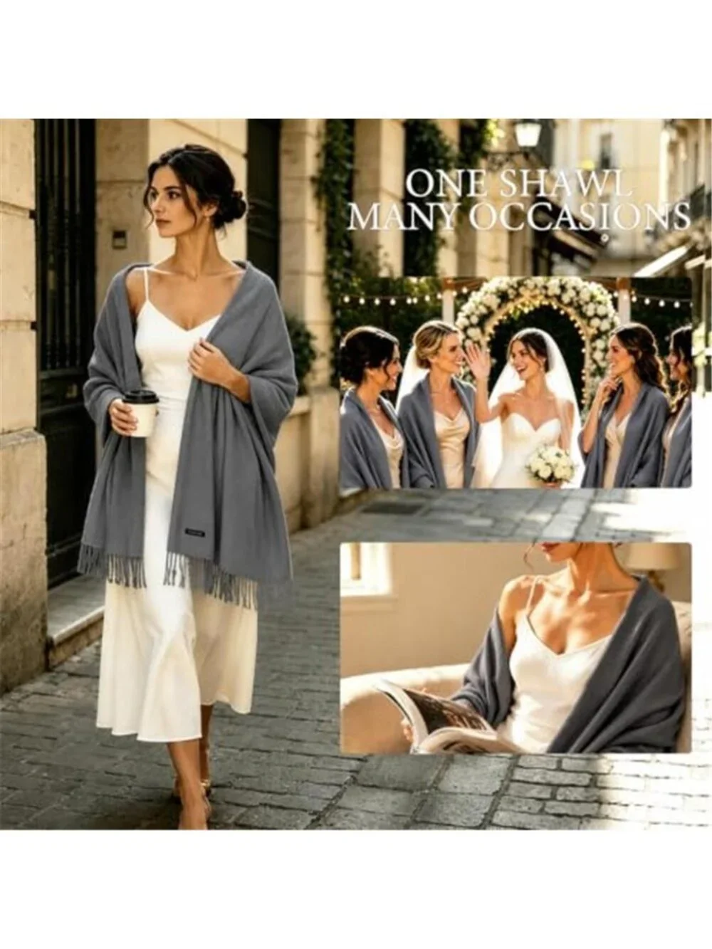 Womens Pashmina Shawl Wraps for Evening Dress Scarf Blanket Wedding Bridal